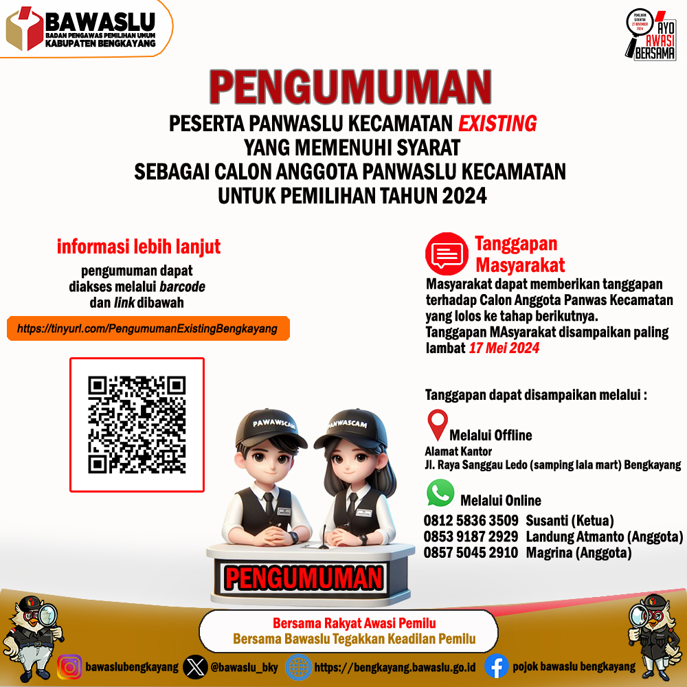 Pengumuman Existing Panwaslu Kabupaten Bengkayang